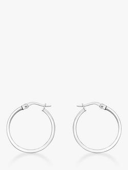 IBB 18ct White Gold Rectangular Tube Creole Earrings, White Gold, White Gold