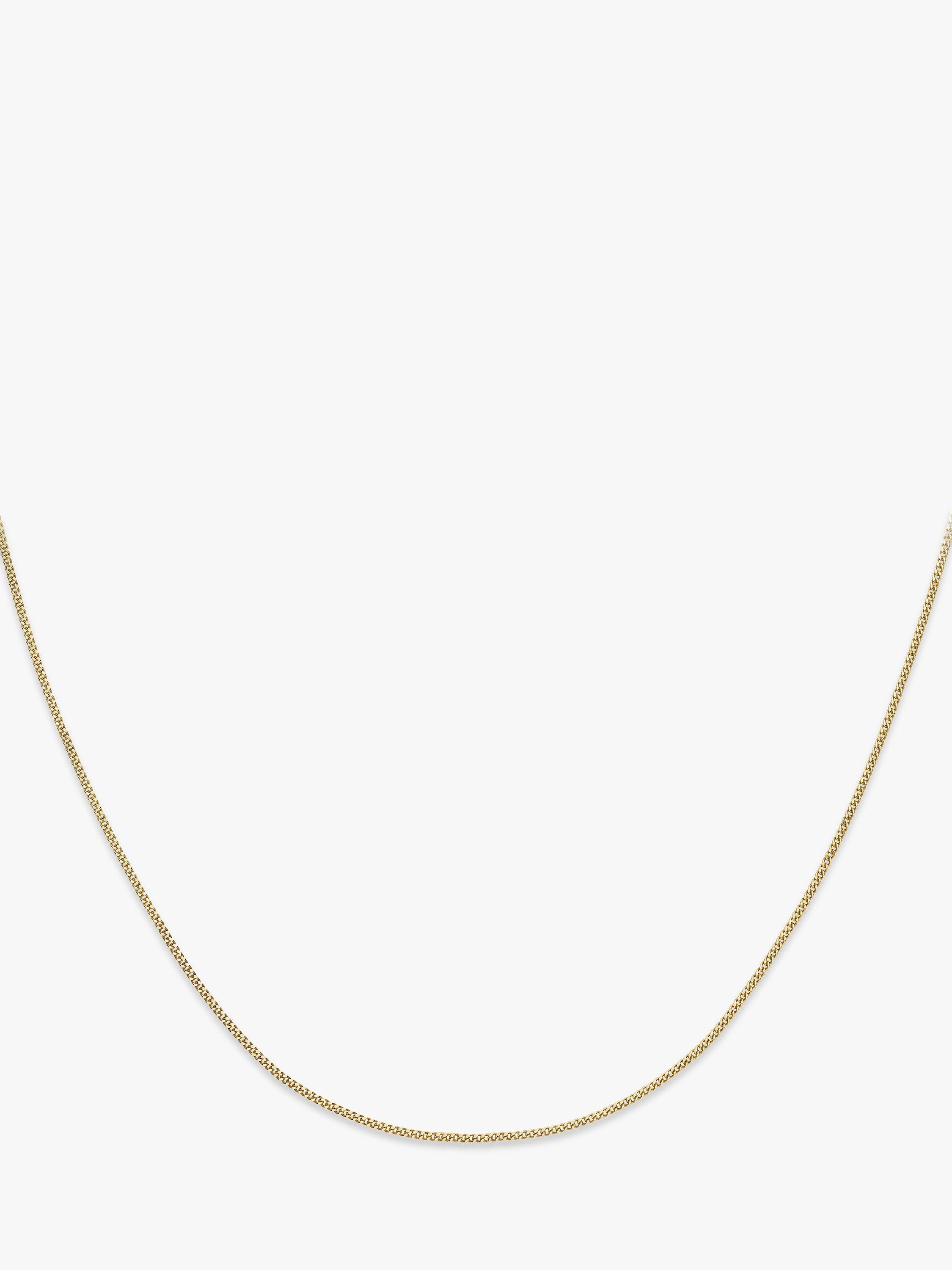 Product image 1 of 4, which shows IBB 18ct Gold Diamond Cut Fine Curb Chain Necklace, Yellow Gold
