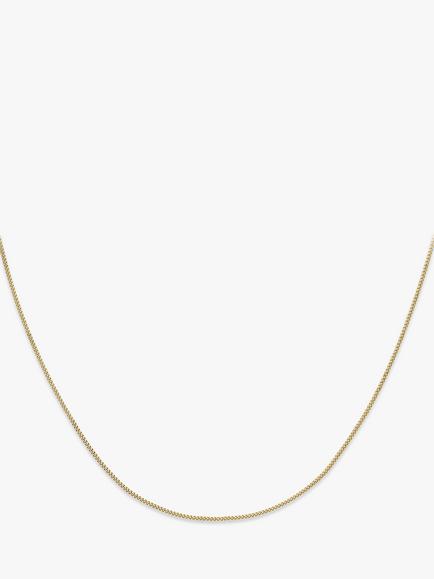 IBB 18ct Gold Diamond Cut Fine Curb Chain Necklace, Gold
