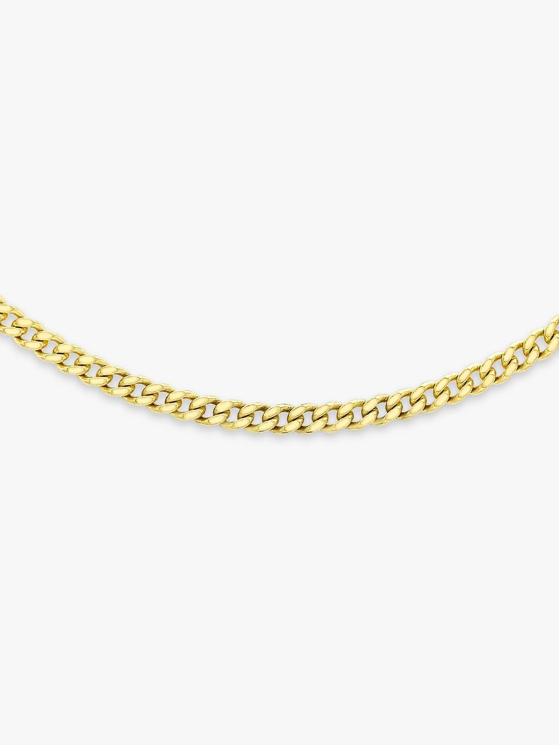 Product image 2 of 4, which shows IBB 18ct Gold Diamond Cut Fine Curb Chain Necklace, Yellow Gold