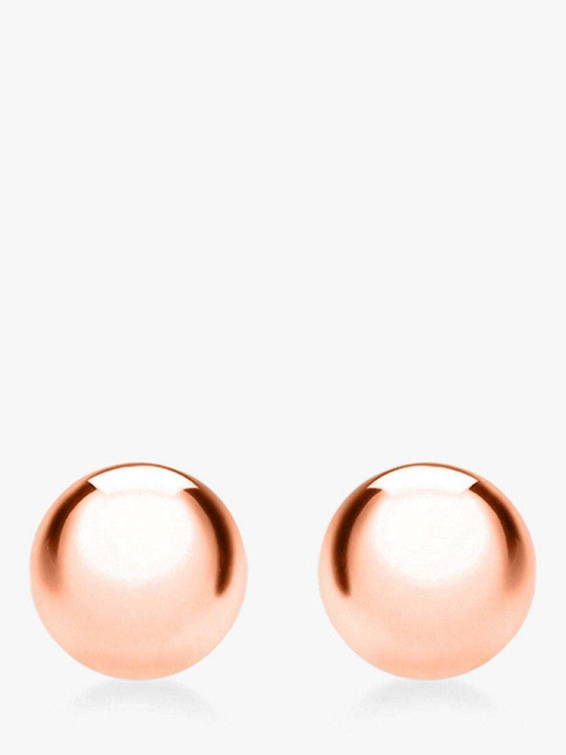 Product image 1 of 4, which shows IBB 18ct Rose Gold Ball Stud Earrings, 3mm, Rose Gold