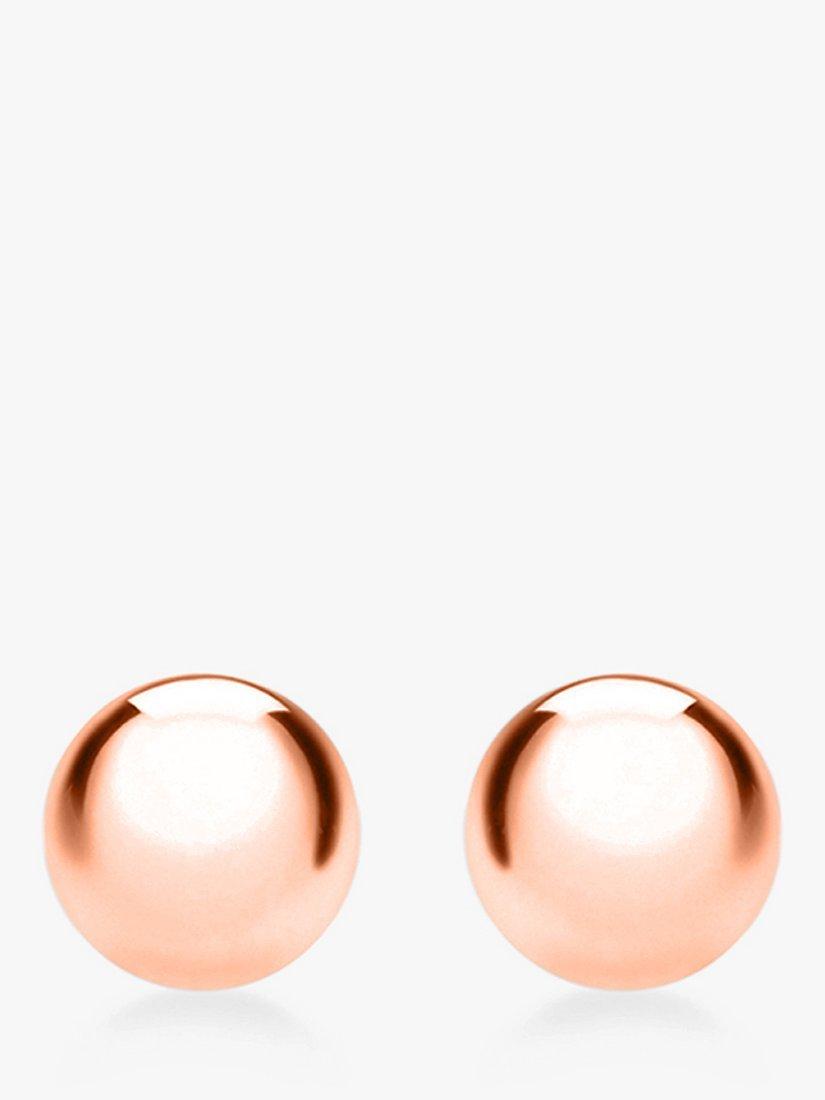 IBB 18ct Rose Gold Ball Stud Earrings, 3mm, Rose Gold