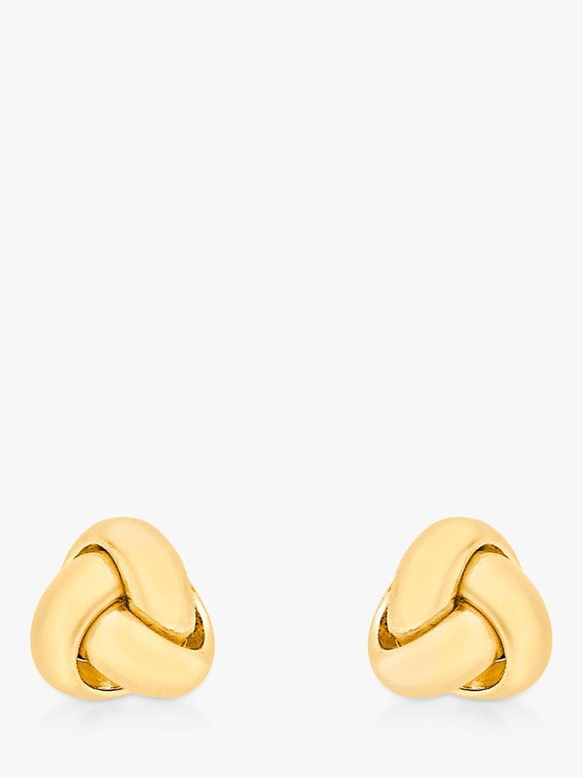 Product image 1 of 5, which shows IBB 18ct Yellow Gold Knot Stud Earrings, Yellow Gold