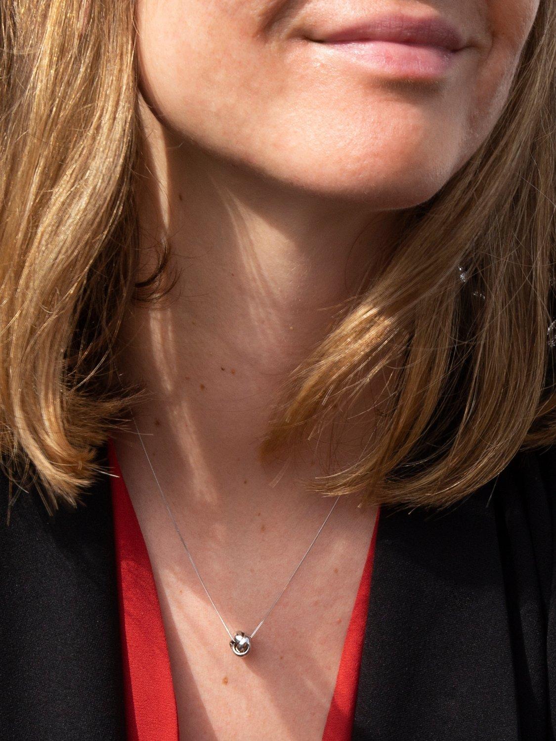 Product image 5 of 5, which shows IBB 9ct White Gold Knot Pendant Necklace