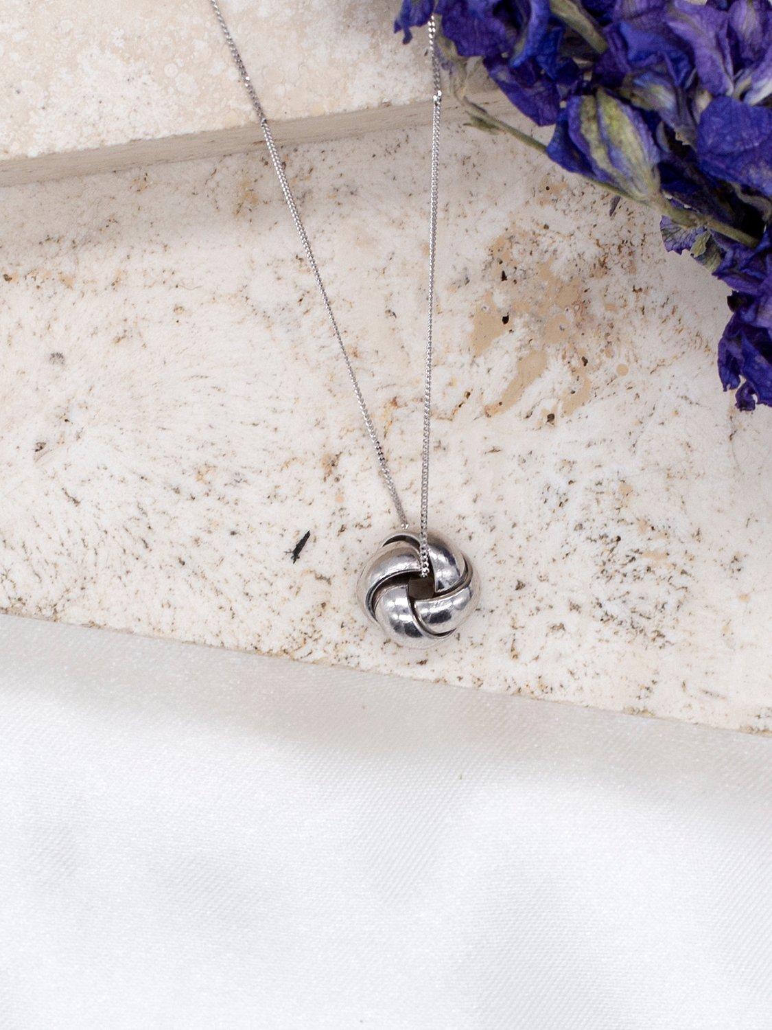Product image 2 of 5, which shows IBB 9ct White Gold Knot Pendant Necklace