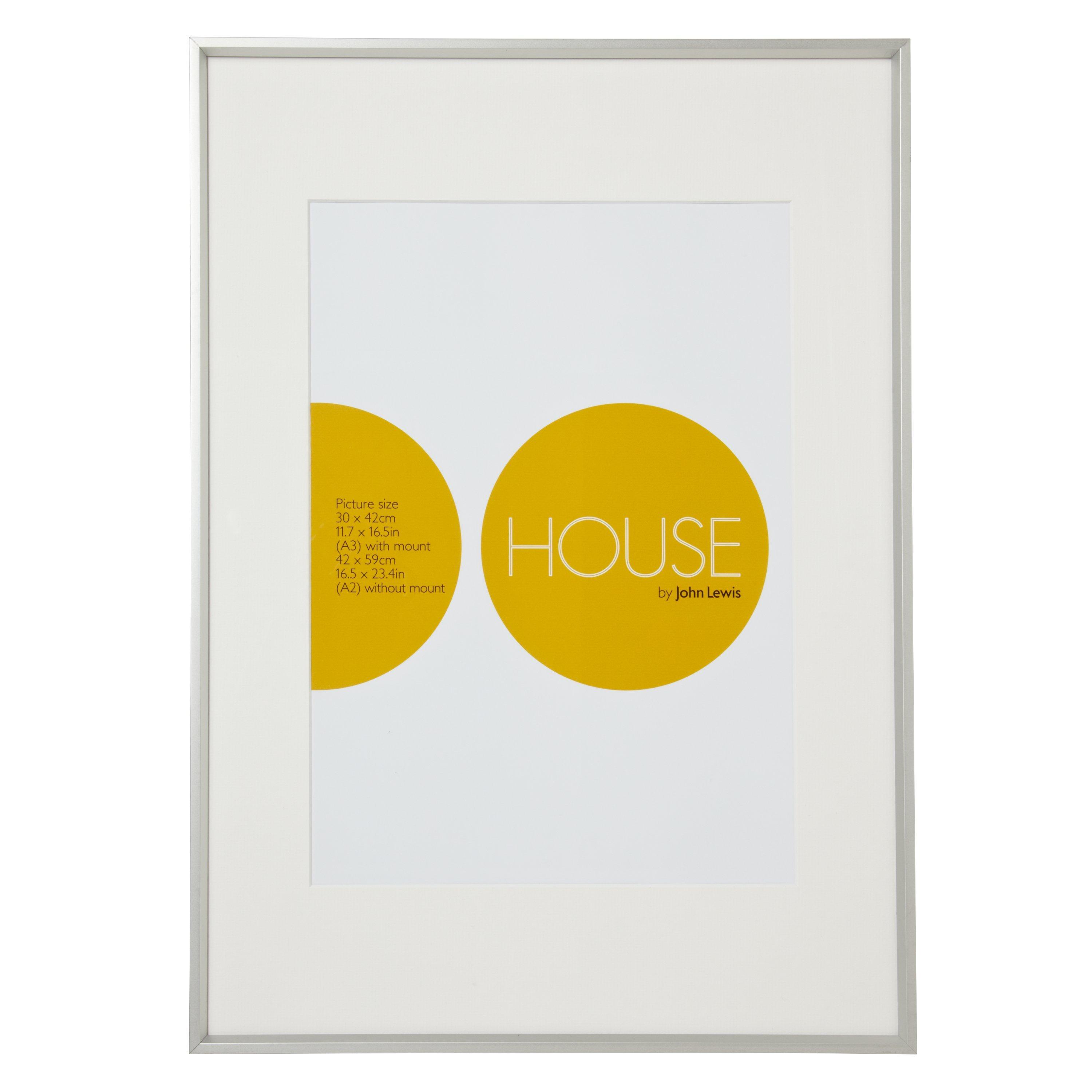 House by John Lewis Aluminium Photo Frame, A2 with A3 Mount, Silver