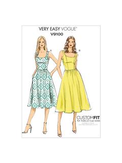 Vogue Very Easy Women's A-Line Sleeveless Dress Sewing Pattern, 9100, E5