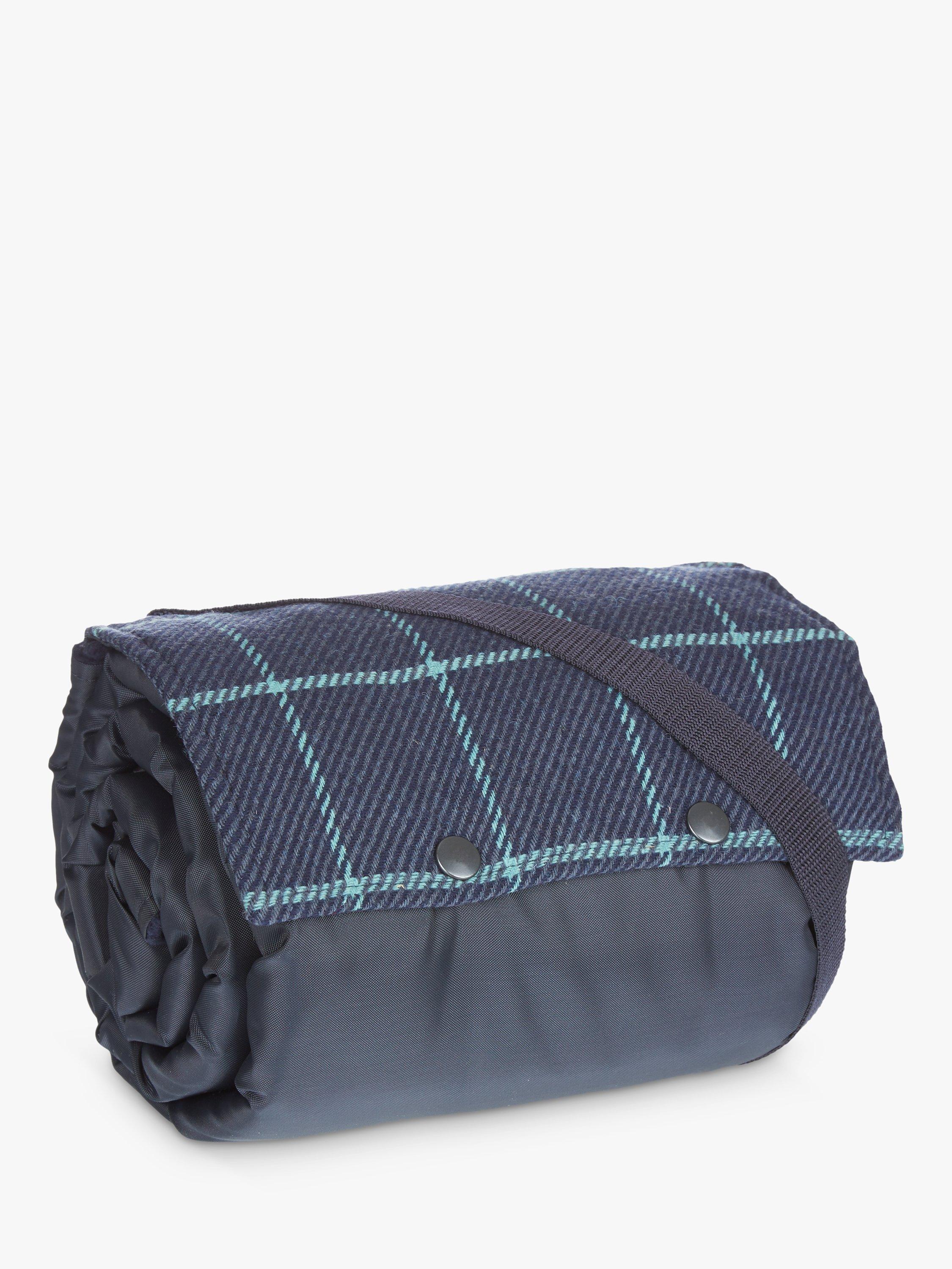 John Lewis & Partners Check Picnic Rug, Green/Navy