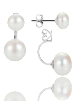 Claudia Bradby Double Pearl Stud Earrings, White, White