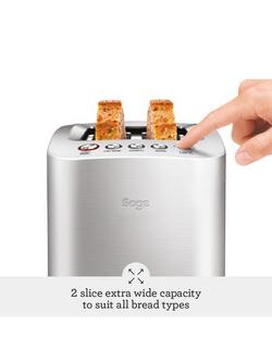 Sage the Smart Toast™ 2 Slice Toaster, Brushed Stainless Steel - view 2, Stainless Steel