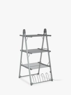 John Lewis 3-Tier Heated Indoor Clothes Airer, Grey