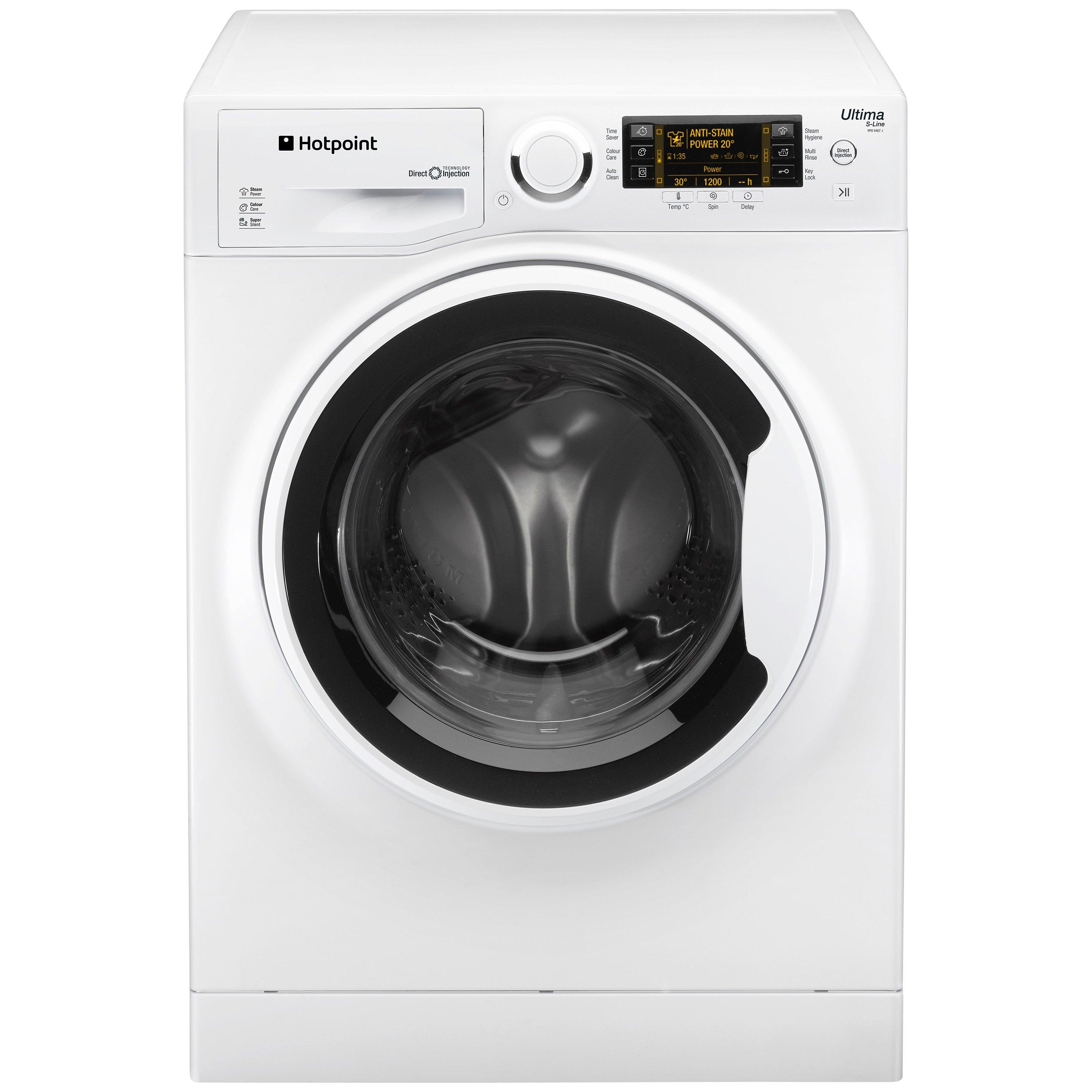 Hotpoint RPD9467J Ultima S-Line Freestanding Washing Machine, 9kg Load, A+++ Energy Rating, 1400rpm Spin, White
