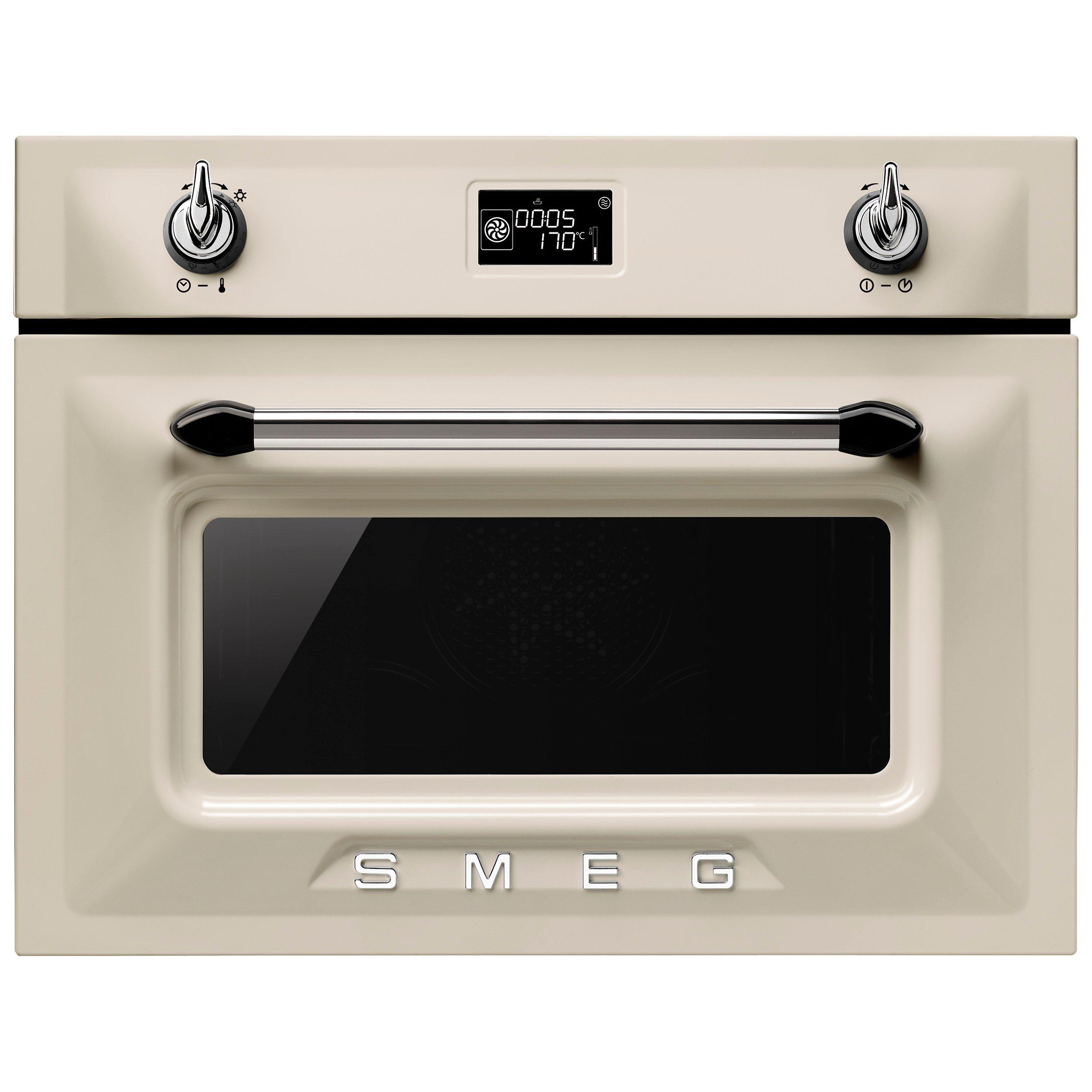 Smeg SF4920MCP Victoria Integrated Compact Combi Microwave Oven, Cream