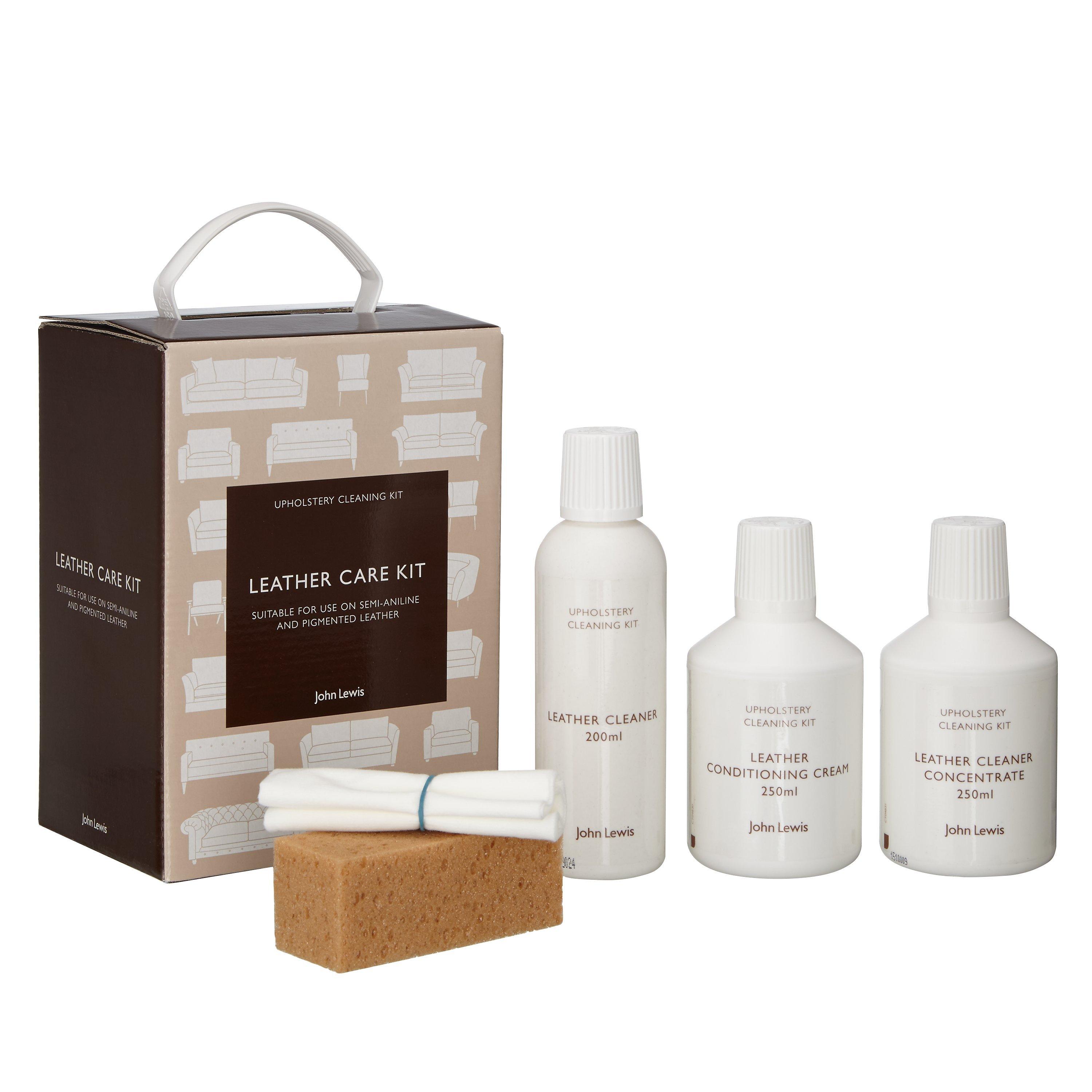 John Lewis & Partners Semi Aniline & Pigmented Leather Cleaner & Care Kit
