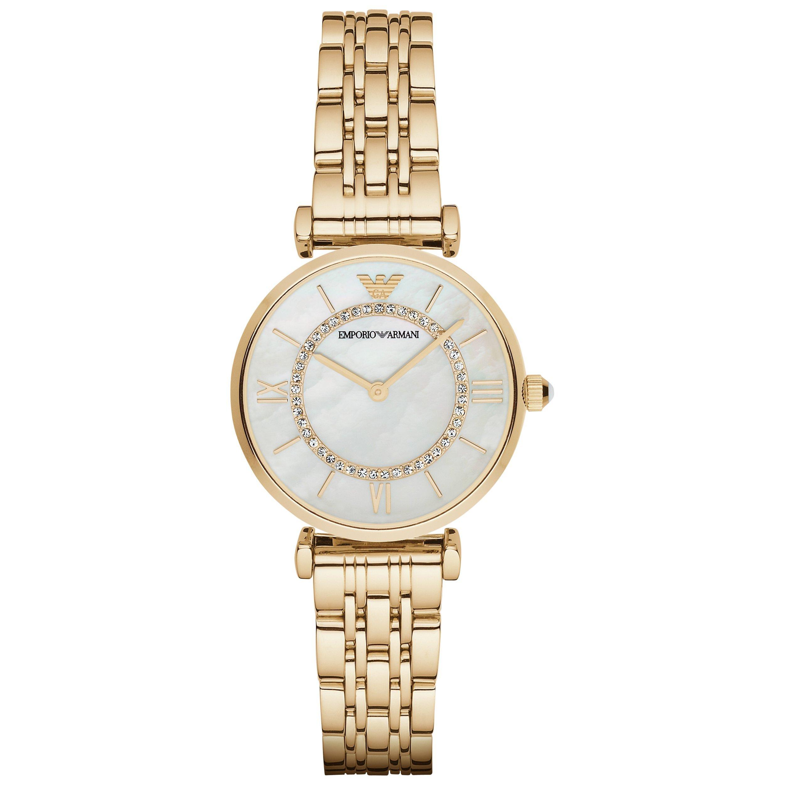 Emporio Armani AR1907 Women's Stainless Steel Bracelet Strap Watch, Gold/Grey