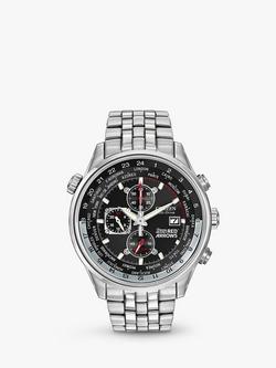 Citizen CA0080-54E Men's Red Arrows Chronograph Mesh Bracelet Strap Watch, Silver/Black, Silver