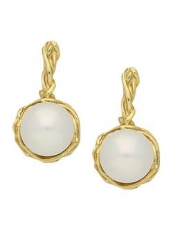 London Road 9ct Gold Burlington Willow Drop Pearl Earrings, Gold, Gold