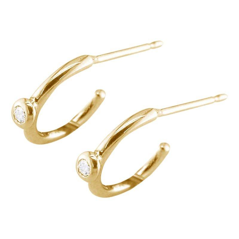Product image 1 of 3, which shows London Road 9ct Gold Diamond Hoop Earrings, Gold