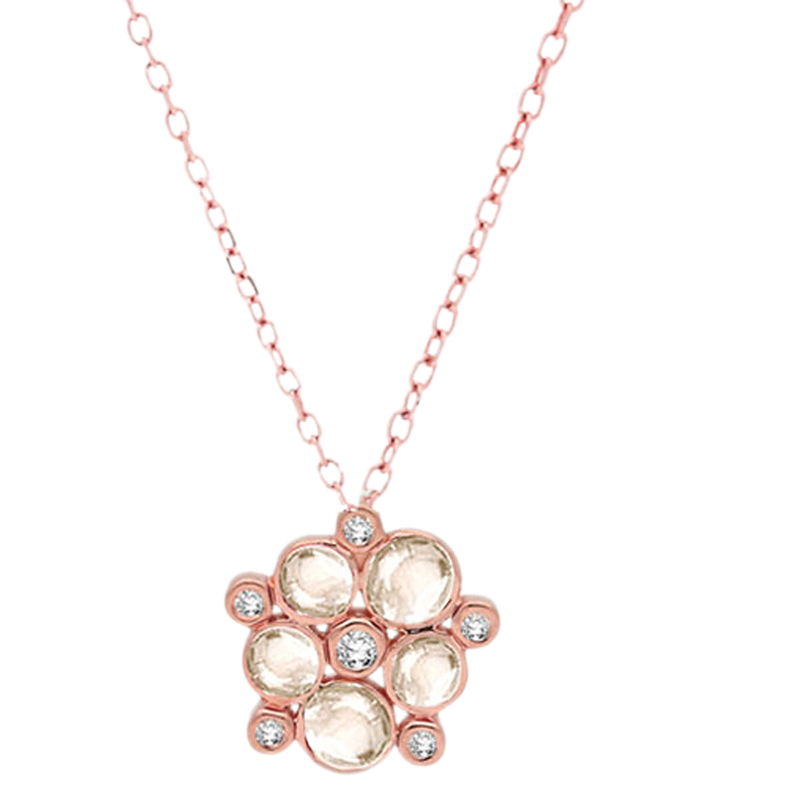 Product image 1 of 3, which shows London Road 9ct Rose Gold Moonstone Diamond Pendant, Rose Gold