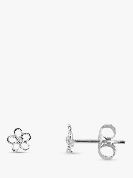 E.W Adams Diamond Buttercup Stud Earrings, White Gold, White Gold