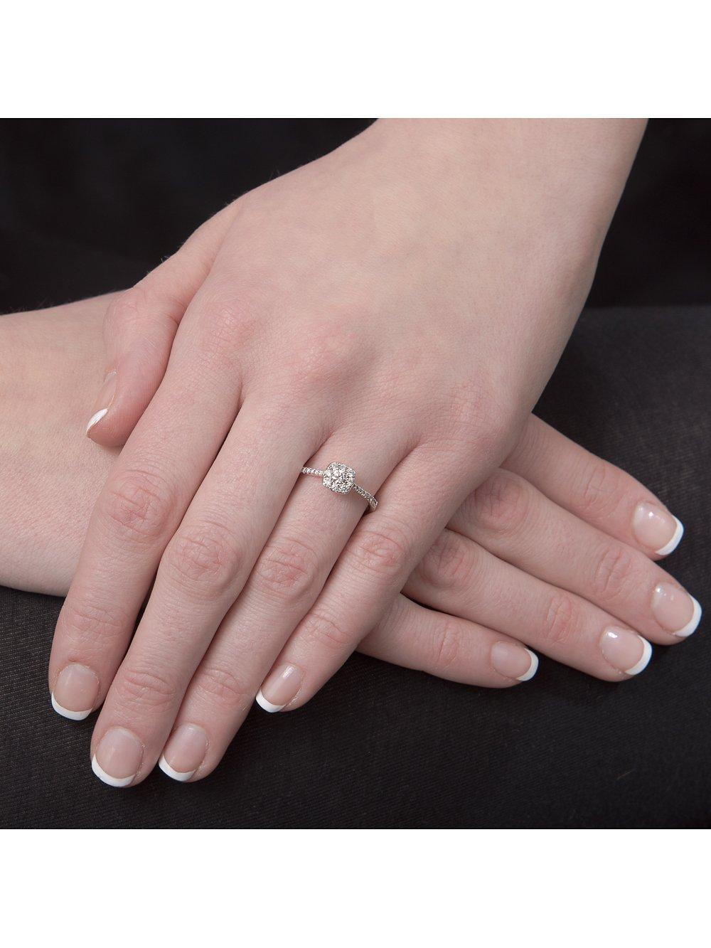 Product image 2 of 3, which shows E.W Adams 18ct White Gold Diamond Cluster Ring, N