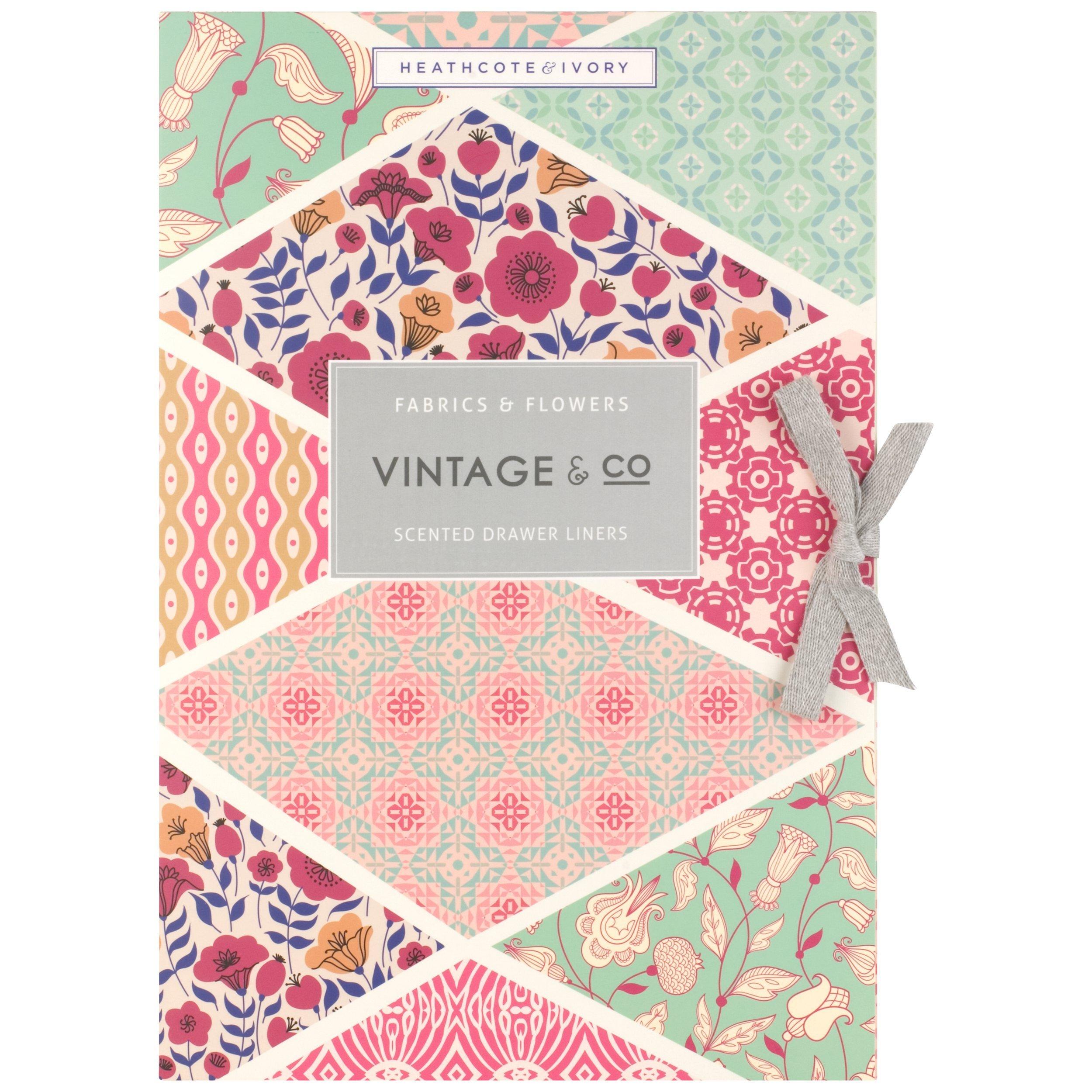Vintage & Co. Fabric & Flowers Drawer Liners, Pack of 6
