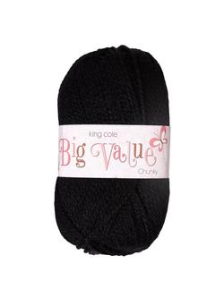 King Cole Big Value Chunky Yarn, 100g, Black