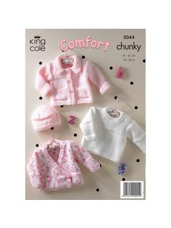 King Cole Baby Jumpers Knitting Pattern, 3044, 