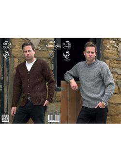 King Cole Men's Sweater And Cardigan Knitting Pattern, 4034, 
