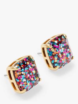 kate spade new york Small Square Glitter Stud Earrings, Gold/Multi, Gold/Multi
