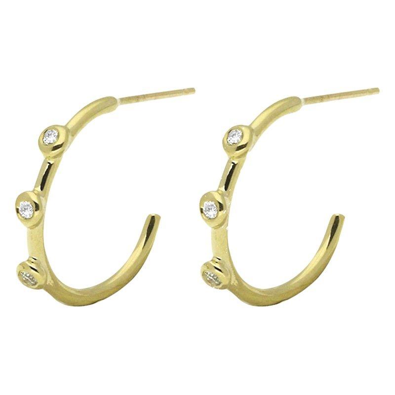 Product image 1 of 3, which shows London Road 9ct Gold Diamond Hoop Earrings, Gold