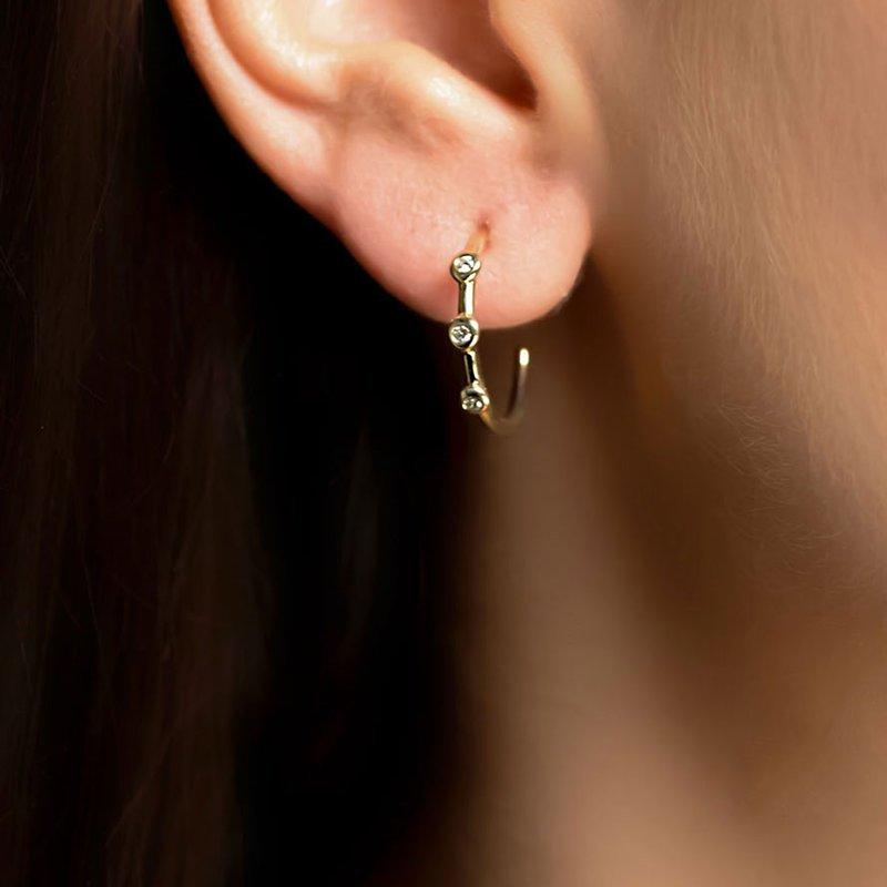 Product image 2 of 3, which shows London Road 9ct Gold Diamond Hoop Earrings, Gold