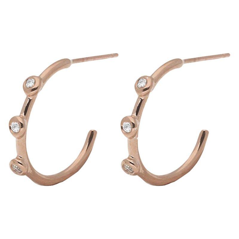 Product image 1 of 3, which shows London Road 9ct Rose Gold Diamond Hoop Earrings, Rose Gold