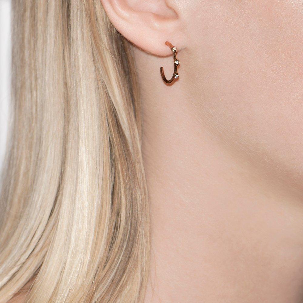 Product image 2 of 3, which shows London Road 9ct Rose Gold Diamond Hoop Earrings, Rose Gold