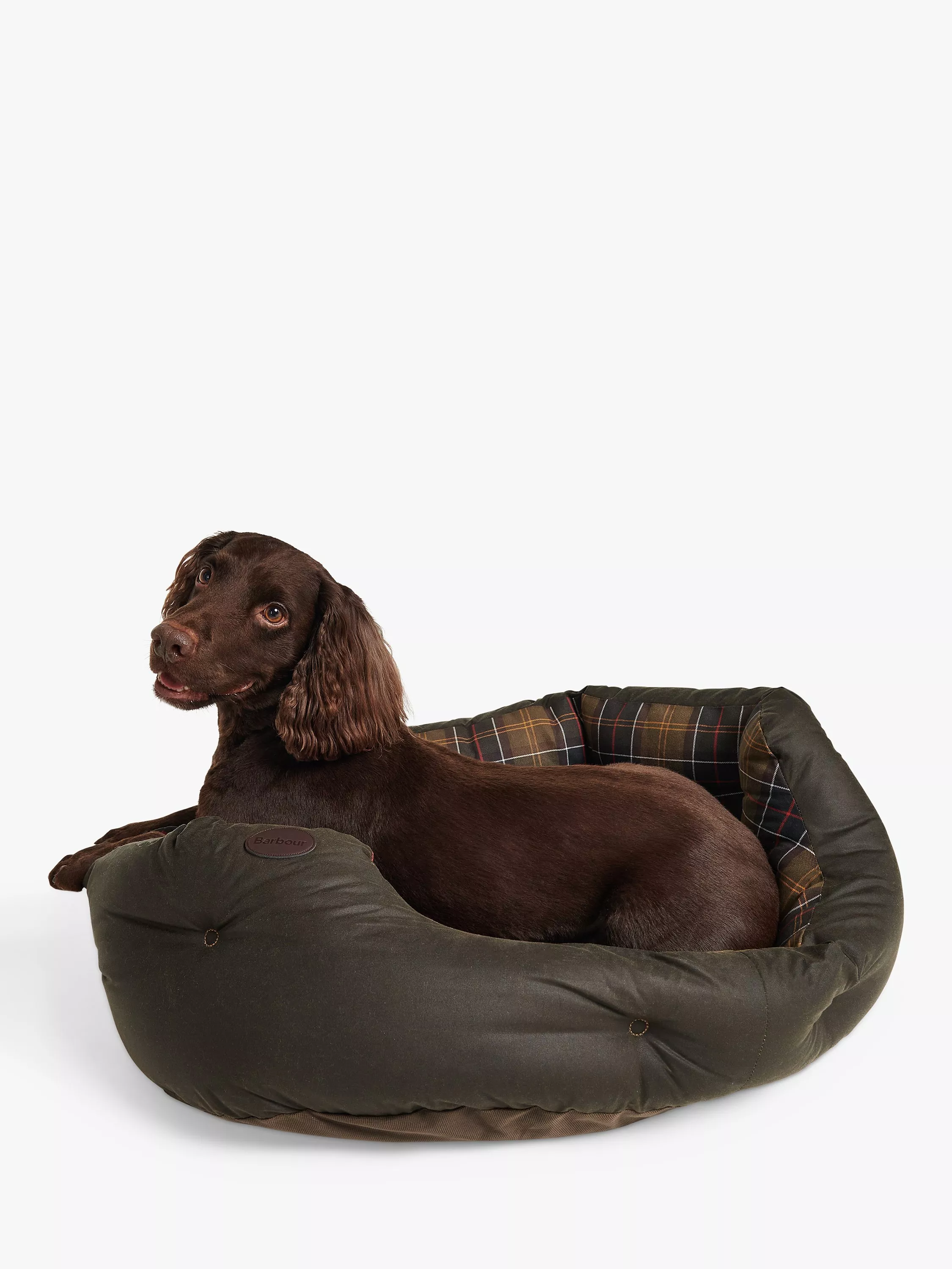 Barbour Tartan Quilted Dog Bed Olive Green