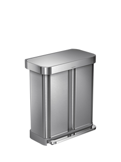 simplehuman Recycling Liner Pocket Pedal Bin, Brushed Stainless Steel, 58L