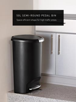 Simplehuman Semi-Round Pedal Bin, 50L - view 2, Black