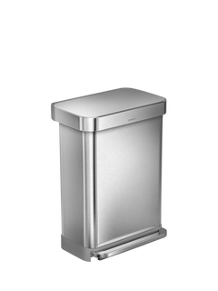 simplehuman Rectangular Liner Pocket Pedal Bin, Brushed Stainless Steel, 55L