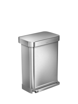 Simplehuman Rectangular Liner Pocket Pedal Bin, Brushed Stainless Steel, 55L, Silver