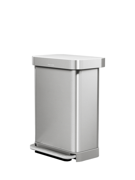 Simplehuman Rectangular Liner Pocket Pedal Bin, Brushed Stainless Steel, 55L, Silver