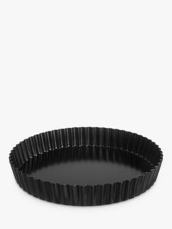John Lewis Professional Non-Stick Loose Base Flan Tin, 23cm, Metallic