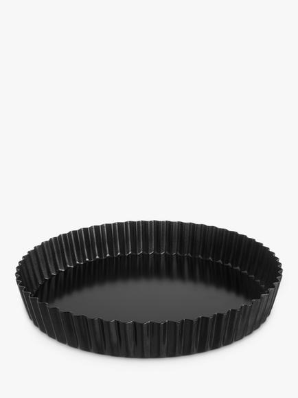 John Lewis Professional Non-Stick Loose Base Flan Tin, 23cm, Metallic
