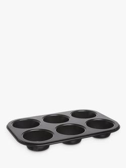 John Lewis Professional Non-Stick Muffin Tray, 6 Cup, Black
