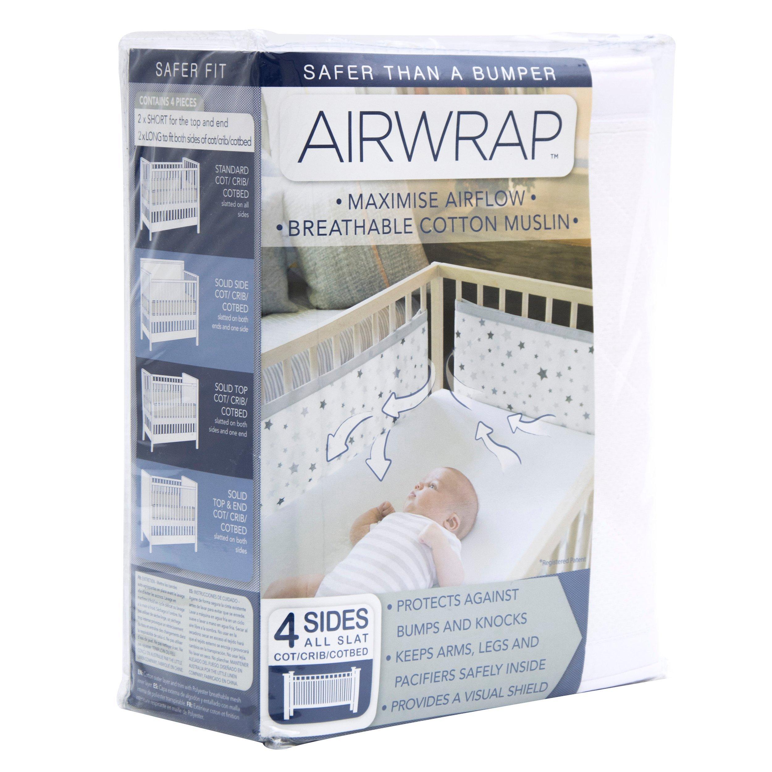 Airwrap Four Sided Mesh Baby Cot Liner White