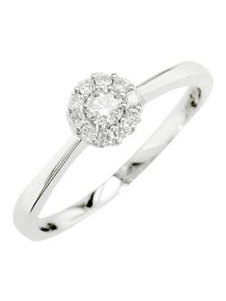 E.W Adams 18ct White Gold Diamond Cluster Ring, N, White Gold