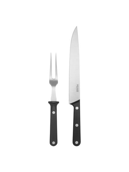 John Lewis Classic 2-Piece Carving Set, Silver/Black