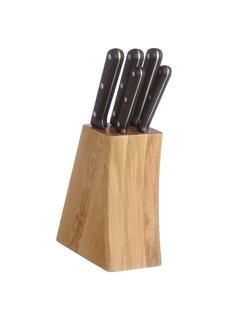 John Lewis Classic Filled Knife Block, Oak Wood, 5 Piece