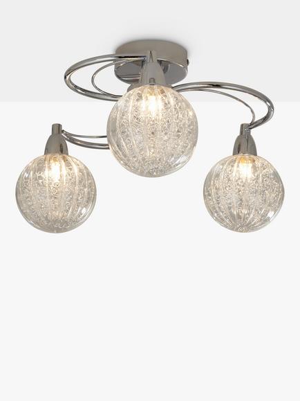 John Lewis Robertson Semi Flush 3 Arm Ceiling Light, Chrome, Chrome