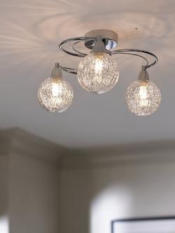 John Lewis Robertson Semi Flush 3 Arm Ceiling Light, Chrome - view 2, Chrome