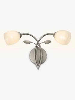 John Lewis Amara Two Arm Wall Light - view 2, Satin Nickel